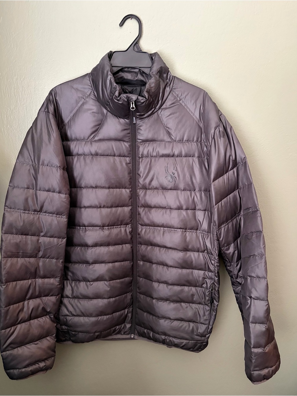 Spyder Men's XXL Gray Black Puffer Jacket Zip Up Mesh Lining Coat Logo